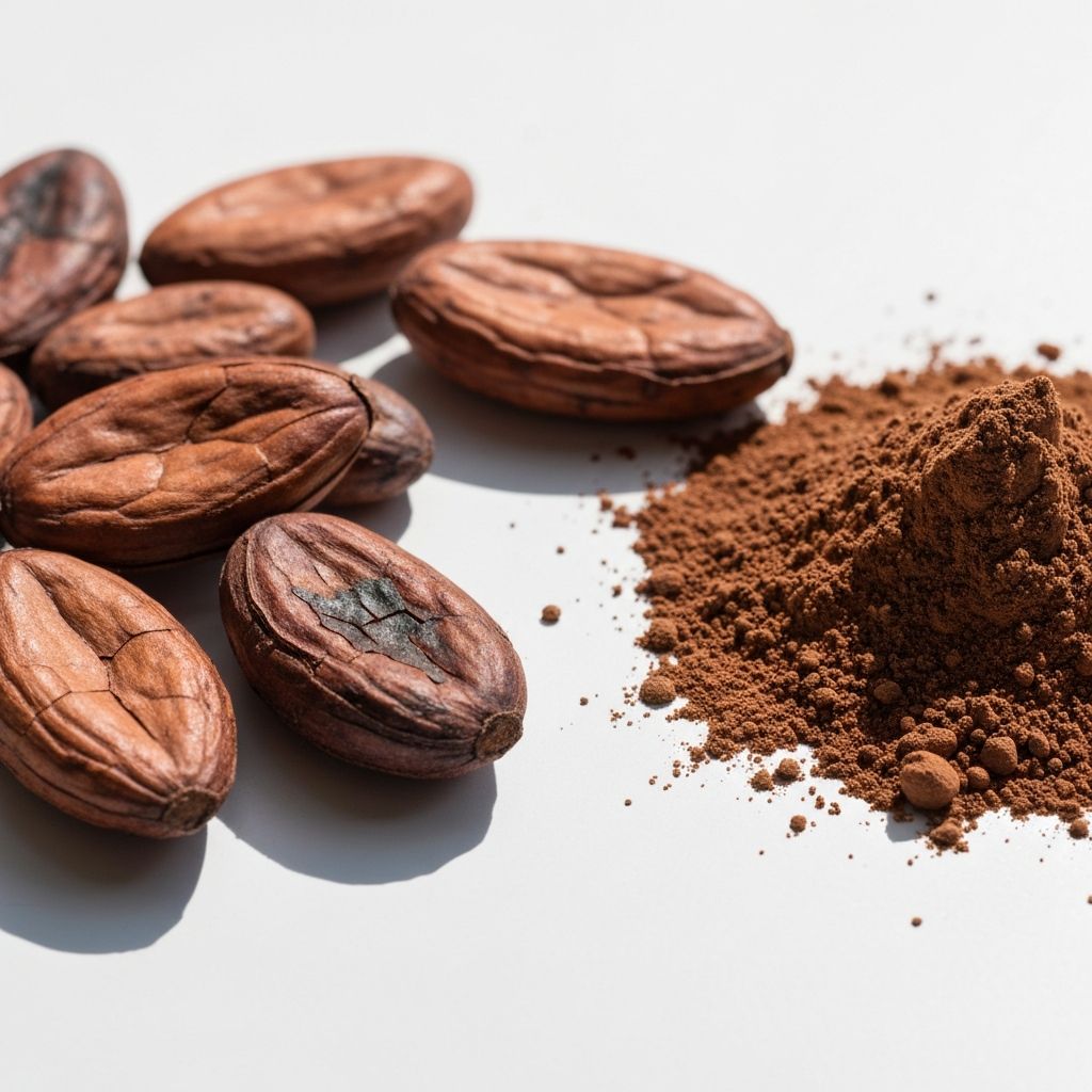 Kakaobohnen und Kakaopulver